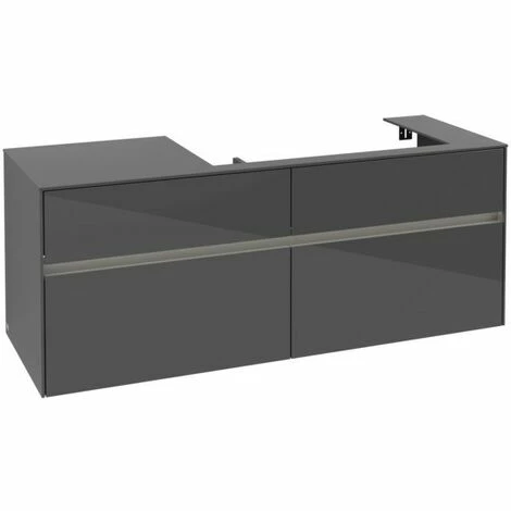 Villeroy & Boch Collaro Waschtischunterschrank 140cm Mit 4 Auszügen Glossy Grey Mit Beleuchtung Rechts 4 Villeroy & Boch Collaro Waschtischunterschrank 140cm Mit 4 Auszügen Glossy Grey Mit Beleuchtung Rechts – Bild 2