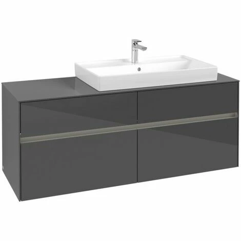 Villeroy & Boch Collaro Waschtischunterschrank 140cm Mit 4 Auszügen Glossy Grey Mit Beleuchtung Rechts 5 Villeroy & Boch Collaro Waschtischunterschrank 140cm Mit 4 Auszügen Glossy Grey Mit Beleuchtung Rechts – Bild 3
