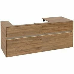 Alternative view of Villeroy & Boch Collaro Waschtischunterschrank 140cm Mit 4 Auszügen Kansas Oak Mit Beleuchtung Links