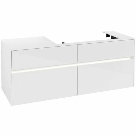 Villeroy & Boch Collaro Waschtischunterschrank 140cm Mit 4 Auszügen Glossy White Mit Beleuchtung Rechts 4 Villeroy & Boch Collaro Waschtischunterschrank 140cm Mit 4 Auszügen Glossy White Mit Beleuchtung Rechts – Bild 2