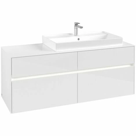 Villeroy & Boch Collaro Waschtischunterschrank 140cm Mit 4 Auszügen Glossy White Mit Beleuchtung Rechts 5 Villeroy & Boch Collaro Waschtischunterschrank 140cm Mit 4 Auszügen Glossy White Mit Beleuchtung Rechts – Bild 3