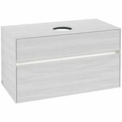 Alternative view of Villeroy & Boch Collaro Waschtischunterschrank 100cm Mit 2 Auszügen White Wood Mit Beleuchtung Mittig