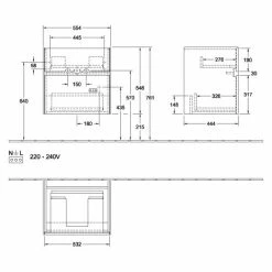 Villeroy & Boch Collaro Waschtischunterschrank Mit 2 Auszügen 55,4 Cm Glossy Grey Mit Beleuchtung