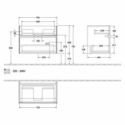 Villeroy & Boch Collaro Waschtischunterschrank Mit 2 Auszügen 75,4 Cm White Matt Mit Beleuchtung