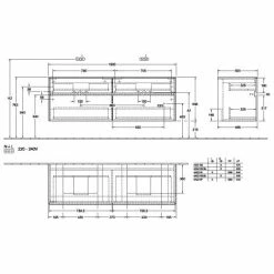 Villeroy & Boch Collaro Waschtischunterschrank 160cm Mit 4 Auszügen Für 2 Waschtische White Wood Mit Beleuchtung 50 Cm
