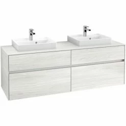 Alternative view of Villeroy & Boch Collaro Waschtischunterschrank 160cm Mit 4 Auszügen Für 2 Waschtische White Wood Mit Beleuchtung 50 Cm