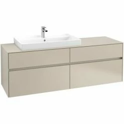 Villeroy & Boch Collaro Waschtischunterschrank 160cm Mit 4 Auszügen Und Variabler Beckenposition Soft Grey Mit Beleuchtung Links 80 Cm -VILLEROY & BOCH shop 71606769 2