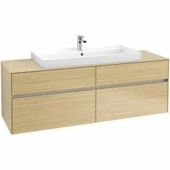 Villeroy & Boch Collaro Waschtischunterschrank 160cm Mit 4 Auszügen Und Variabler Beckenposition Nordic Oak Mit Beleuchtung Mittig 100 Cm -VILLEROY & BOCH shop 71606802 2