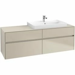 Alternative view of Villeroy & Boch Collaro Waschtischunterschrank 160cm Mit 4 Auszügen Und Variabler Beckenposition Soft Grey Mit Beleuchtung Rechts 80 Cm