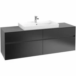 Villeroy & Boch Collaro Waschtischunterschrank 160cm Mit 4 Auszügen Und Variabler Beckenposition Black Matt Lacquer Mit Beleuchtung Mittig 80 Cm -VILLEROY & BOCH shop 71606808 2