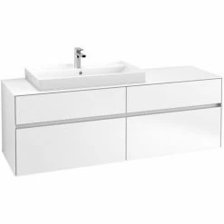 Alternative view of Villeroy & Boch Collaro Waschtischunterschrank 160cm Mit 4 Auszügen Und Variabler Beckenposition White Matt Mit Beleuchtung Links 80 Cm