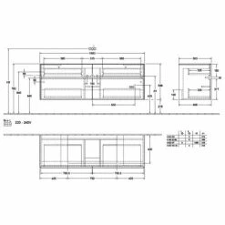 Villeroy & Boch Collaro Waschtischunterschrank 160cm Mit 4 Auszügen Und Variabler Beckenposition White Wood Mit Beleuchtung Mittig 80 Cm