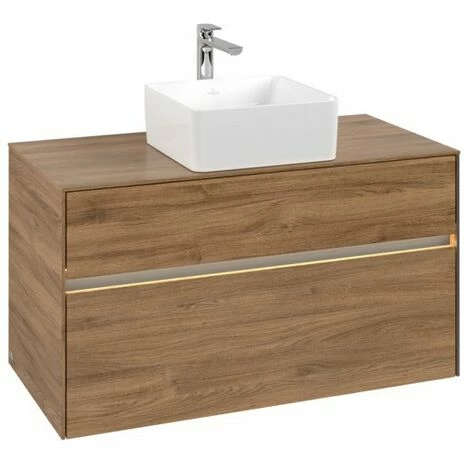 Villeroy & Boch Collaro Waschtischunterschrank 100cm Mit 2 Auszügen Kansas Oak Mit Beleuchtung Mittig 5 Villeroy & Boch Collaro Waschtischunterschrank 100cm Mit 2 Auszügen Kansas Oak Mit Beleuchtung Mittig – Bild 3