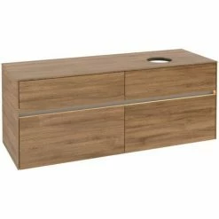 Alternative view of Villeroy & Boch Collaro Waschtischunterschrank 140cm Mit 4 Auszügen Kansas Oak Mit Beleuchtung Rechts