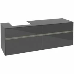 Alternative view of Villeroy & Boch Collaro Waschtischunterschrank 160cm Mit 4 Auszügen Glossy Grey Mit Beleuchtung Links