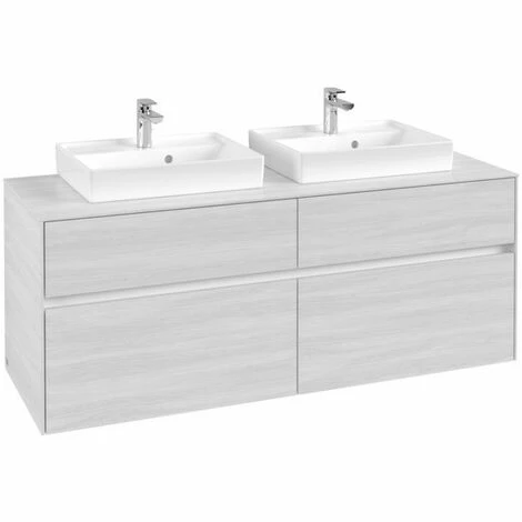 Villeroy & Boch Collaro Waschtischunterschrank 140cm Mit 4 Auszügen Für 2 Waschtische White Wood Ohne Beleuchtung 5 Villeroy & Boch Collaro Waschtischunterschrank 140cm Mit 4 Auszügen Für 2 Waschtische White Wood Ohne Beleuchtung – Bild 3