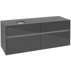 Alternative view of Villeroy & Boch Collaro Waschtischunterschrank 140cm Mit 4 Auszügen Glossy Grey Mit Beleuchtung Links