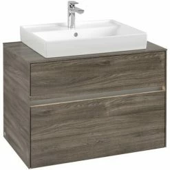 Alternative view of Villeroy & Boch Collaro Waschtischunterschrank 80cm Mit 2 Auszügen Stone Oak Mit Beleuchtung