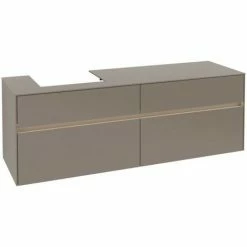 Alternative view of Villeroy & Boch Collaro Waschtischunterschrank 160cm Mit 4 Auszügen Truffle Grey Mit Beleuchtung Links