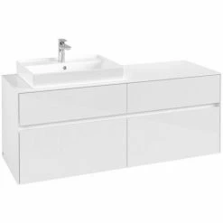 Alternative view of Villeroy & Boch Collaro Waschtischunterschrank Mit 4 Auszügen 140 Cm Glossy White Ohne Beleuchtung Links