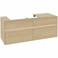Alternative view of Villeroy & Boch Collaro Waschtischunterschrank 140cm Mit 4 Auszügen Nordic Oak Mit Beleuchtung Links
