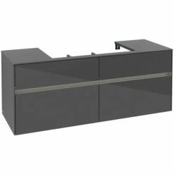 Alternative view of Villeroy & Boch Collaro Waschtischunterschrank 140cm Mit 4 Auszügen Glossy Grey Mit Beleuchtung Mittig