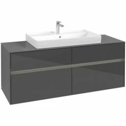 Villeroy & Boch Collaro Waschtischunterschrank 140cm Mit 4 Auszügen Glossy Grey Mit Beleuchtung Mittig -VILLEROY & BOCH shop 71606958 3