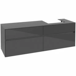 Alternative view of Villeroy & Boch Collaro Waschtischunterschrank 160cm Mit 4 Auszügen Glossy Grey Ohne Beleuchtung Rechts