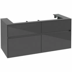 Alternative view of Villeroy & Boch Collaro Waschtischunterschrank 120cm Mit 4 Auszügen Glossy Grey Ohne Beleuchtung