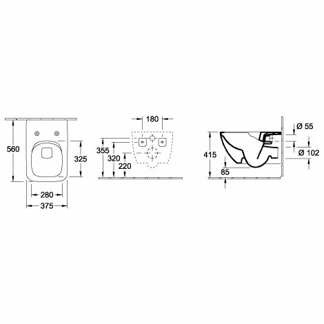 Villeroy & Boch Collaro CombiPack Wandhängend Mit DirectFlush Mit WC-Sitz Stone White Mit CeramicPlus Beschichtung 3 Villeroy & Boch Collaro CombiPack Wandhängend Mit DirectFlush Mit WC-Sitz Stone White Mit CeramicPlus Beschichtung