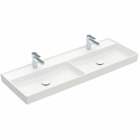 Villeroy & Boch Collaro Schrank-Doppelwaschtisch 130cm Ungeschliffen Mit 2 Hahnlöchern Ohne Überlauf Stone White Mit CeramicPlus Beschichtung 5 Villeroy & Boch Collaro Schrank-Doppelwaschtisch 130cm Ungeschliffen Mit 2 Hahnlöchern Ohne Überlauf Stone White Mit CeramicPlus Beschichtung – Bild 3