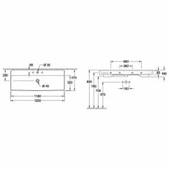 Villeroy & Boch Collaro Schrankwaschtisch 120cm Ungeschliffen Mit 1 Hahnloch Mit Überlauf Stone White Mit CeramicPlus Beschichtung