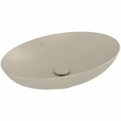 Villeroy & Boch Loop & Friends Aufsatzwaschtisch Oval 62 Cm Ohne Überlauf Almond Mit CeramicPlus Beschichtung