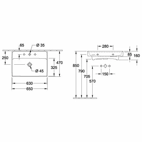 Villeroy & Boch Collaro Waschtisch Ungeschliffen 65 Cm Mit 1 Hahnloch Ohne Überlauf Weiß Alpin Ohne Beschichtung 3 Villeroy & Boch Collaro Waschtisch Ungeschliffen 65 Cm Mit 1 Hahnloch Ohne Überlauf Weiß Alpin Ohne Beschichtung