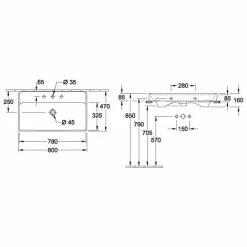 Villeroy & Boch Collaro Schrankwaschtisch 80cm Geschliffen Stone White Mit CeramicPlus Beschichtung