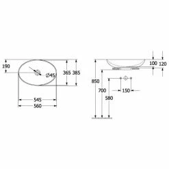 Villeroy & Boch Loop & Friends Aufsatzwaschtisch Oval 56 Cm Ohne Überlauf Graphite Mit CeramicPlus Beschichtung