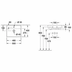 Villeroy & Boch Collaro Handwaschbecken 50cm Mit Hahnloch Mit Überlauf Weiß Alpin Ohne Beschichtung -VILLEROY & BOCH shop 71869490 4