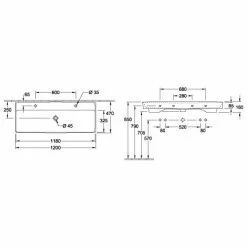 Villeroy & Boch Collaro Schrankwaschtisch 120cm Ungeschliffen Mit 2 Hahnlöchern Ohne Überlauf Stone White Mit CeramicPlus Beschichtung