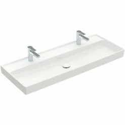 Villeroy & Boch Collaro Schrankwaschtisch 120cm Ungeschliffen Mit 2 Hahnlöchern Ohne Überlauf Stone White Mit CeramicPlus Beschichtung -VILLEROY & BOCH shop 71869557 3