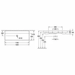 Villeroy & Boch Collaro Schrankwaschtisch 120cm Ungeschliffen Ohne Hahnloch Ohne Überlauf Stone White Mit CeramicPlus Beschichtung