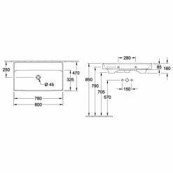 Villeroy & Boch Collaro Schrankwaschtisch Ungeschliffen 80 Cm Ohne Hahnloch Ohne Überlauf Stone White Mit CeramicPlus Beschichtung