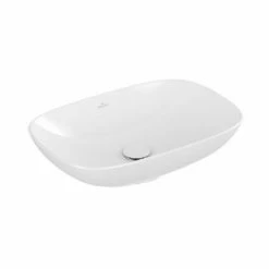 Villeroy & Boch Loop & Friends Aufsatzwaschtisch Rechteckig 56 Cm Ohne Überlauf Weiß Alpin Mit CeramicPlus Beschichtung