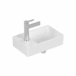 Villeroy & Boch Avento Handwaschbecken Mit Variabler Beckenposition Stone White Links Mit CeramicPlus Beschichtung