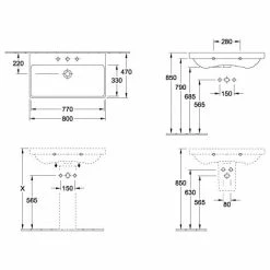 Villeroy & Boch Avento Schrankwaschtisch Mit Überlauf 80 Cm Mit 1 Hahnloch Stone White Mit CeramicPlus Beschichtung -VILLEROY & BOCH shop 71975983 4